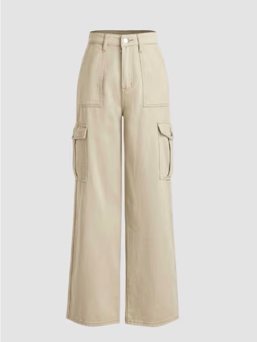 Cider Woman’s Wide Leg Cargo Jean Pants in Khaki, Size XL, NWT